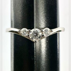 Moissanite Wedding Band Three Stone Anniversary Ring Guard Round GRA Certified